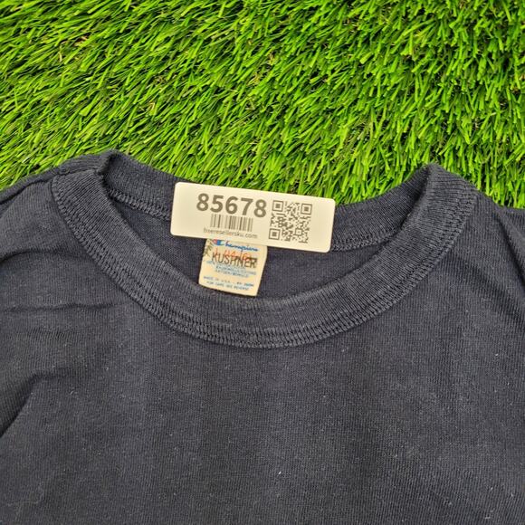 Vintage 80s Champion Shirt Teens M/L 16x27 Faded Navy Blue - Picture 6 of 12